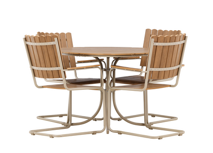 Venture Home Holmsund Matgrupp Utomhus Med 4st Matstolar Beige