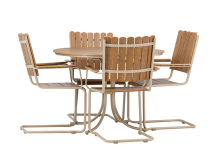 Venture Home Holmsund Matgrupp Utomhus Med 4st Matstolar Beige