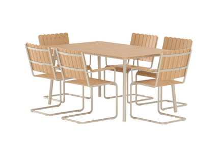 Venture Home Holmsund Matgrupp Utomhus Med 6st Matstolar Beige