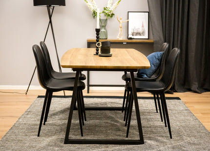 Venture Home Polar & Inca Matstolar 2-pack Svart + Rektangulära Matbord 160 x 85 Valnöt