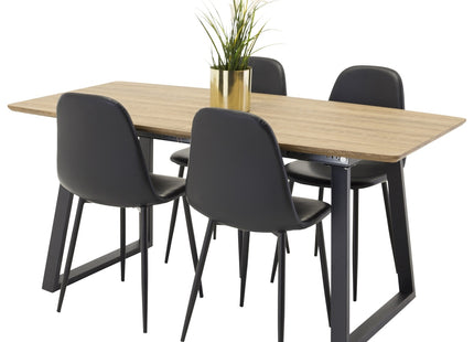 Venture Home Polar & Inca Matstolar 2-pack Svart + Rektangulära Matbord 160 x 85 Valnöt