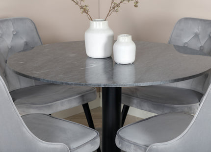 Venture Home Estelle & Velvet Deluxe Runda Matbord ⌀106 Mörkgrå + Matstolar 2-pack Ljusgrå