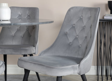Venture Home Estelle & Velvet Deluxe Runda Matbord ⌀106 Mörkgrå + Matstolar 2-pack Ljusgrå