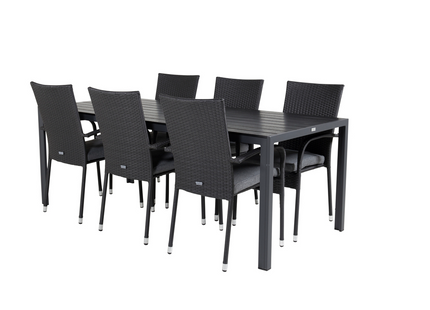 Venture Home Anna & Break Matgrupp Utomhus Med 6st Matstolar Svart