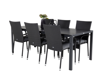 Venture Home Anna & Break Matgrupp Utomhus Med 6st Matstolar Svart