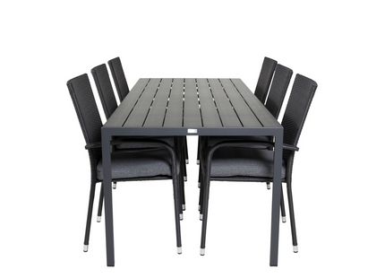 Venture Home Anna & Break Matgrupp Utomhus Med 6st Matstolar Svart