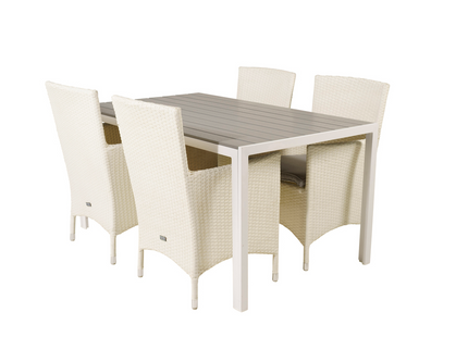 Venture Home Malin & Break Matgrupp Utomhus Med 4st Matstolar Vit