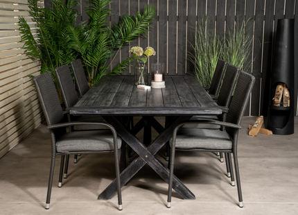 Venture Home Anna & Rives Matgrupp Utomhus Med 6st Matstolar Svart