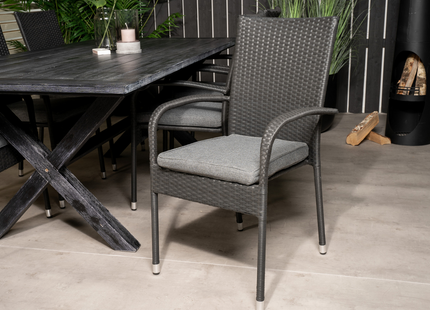 Venture Home Anna & Rives Matgrupp Utomhus Med 6st Matstolar Svart