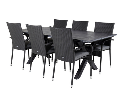 Venture Home Anna & Rives Matgrupp Utomhus Med 6st Matstolar Svart
