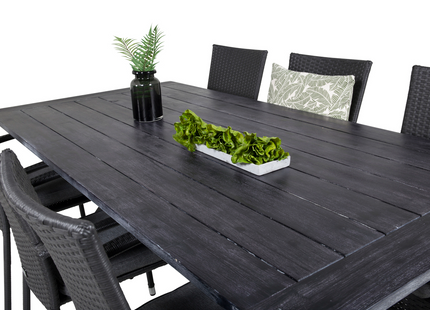 Venture Home Anna & Rives Matgrupp Utomhus Med 6st Matstolar Svart