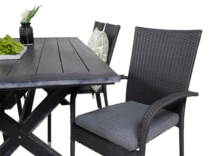 Venture Home Anna & Rives Matgrupp Utomhus Med 6st Matstolar Svart