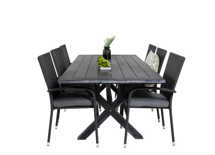 Venture Home Anna & Rives Matgrupp Utomhus Med 6st Matstolar Svart