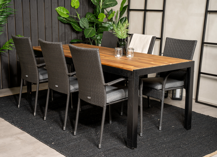Venture Home Anna & Bois Matgrupp Utomhus Med 6st Matstolar Svart/Natur