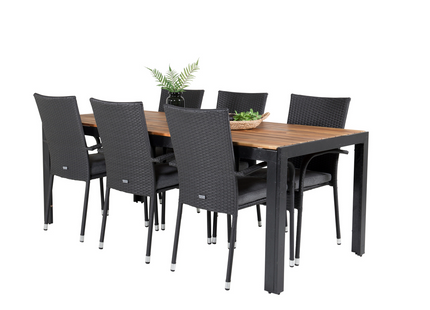 Venture Home Anna & Bois Matgrupp Utomhus Med 6st Matstolar Svart/Natur