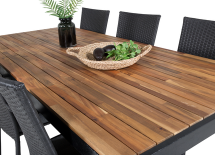 Venture Home Anna & Bois Matgrupp Utomhus Med 6st Matstolar Svart/Natur