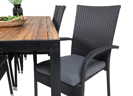 Venture Home Anna & Bois Matgrupp Utomhus Med 6st Matstolar Svart/Natur