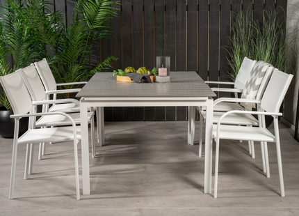 Venture Home Levels & Santorini Matgrupp Utomhus Med 6st Matstolar Vit