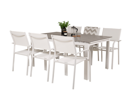 Venture Home Levels & Santorini Matgrupp Utomhus Med 6st Matstolar Vit