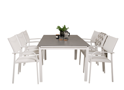 Venture Home Levels & Santorini Matgrupp Utomhus Med 6st Matstolar Vit