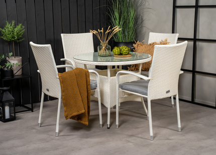 Venture Home Volta & Anna Matgrupp Utomhus Med 4st Matstolar Vit
