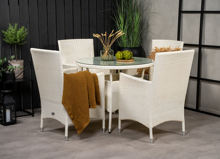 Venture Home Volta & Malin Matgrupp Utomhus Med 4st Matstolar Vit