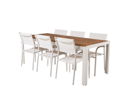 Venture Home Santorini & Bois Matgrupp Utomhus Med 6st Matstolar Vit