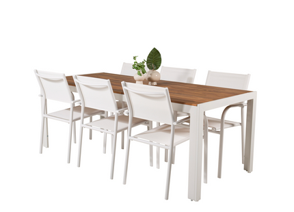 Venture Home Santorini & Bois Matgrupp Utomhus Med 6st Matstolar Vit