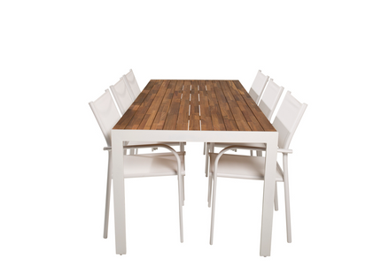 Venture Home Santorini & Bois Matgrupp Utomhus Med 6st Matstolar Vit
