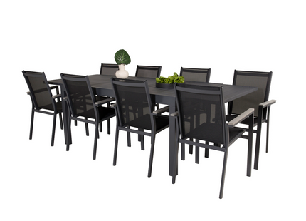Venture Home Marbella, Parma Matgrupp Utomhus Med 8st Matstolar Svart