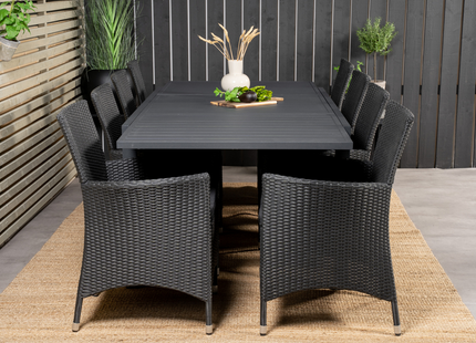 Venture Home Knick & Marbella Matgrupp Utomhus Med 8st Matstolar Svart