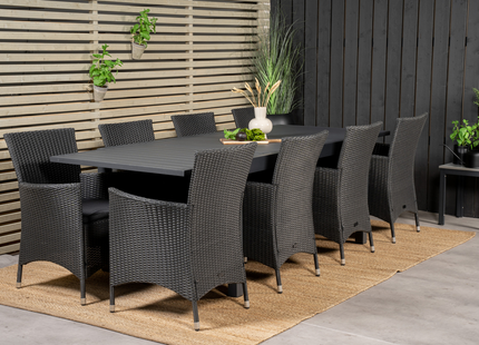 Venture Home Knick & Marbella Matgrupp Utomhus Med 8st Matstolar Svart