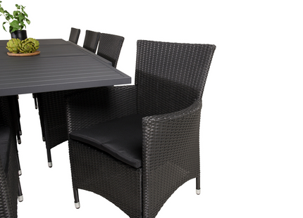 Venture Home Knick & Marbella Matgrupp Utomhus Med 8st Matstolar Svart