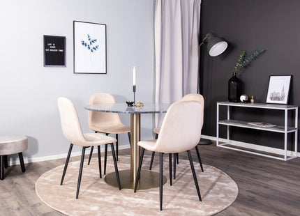 Venture Home Polar & Estelle Matstolar 2-pack Beige + Runda Matbord ⌀106 Mörkgrå