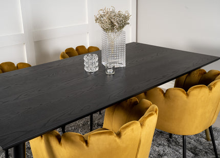 Furniture Fashion & Venture Home Limhamn & Dipp Matstolar Gul + Rektangulära Matbord 180 x 90 Svart