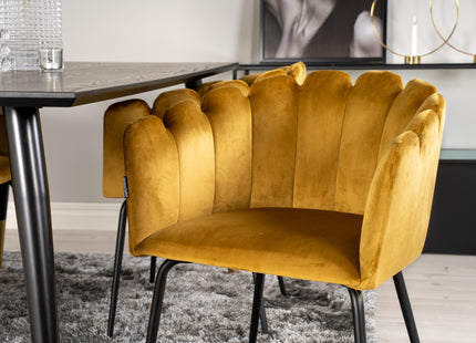 Furniture Fashion & Venture Home Limhamn & Dipp Matstolar Gul + Rektangulära Matbord 180 x 90 Svart