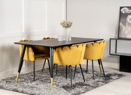 Furniture Fashion & Venture Home Limhamn & Dipp Matstolar Gul + Rektangulära Matbord 180 x 90 Svart