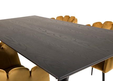 Furniture Fashion & Venture Home Limhamn & Dipp Matstolar Gul + Rektangulära Matbord 180 x 90 Svart