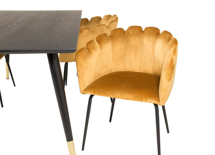 Furniture Fashion & Venture Home Limhamn & Dipp Matstolar Gul + Rektangulära Matbord 180 x 90 Svart