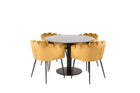 Furniture Fashion & Venture Home Limhamn & Estelle Matstolar Gul + Runda Matbord ⌀106 Mörkgrå