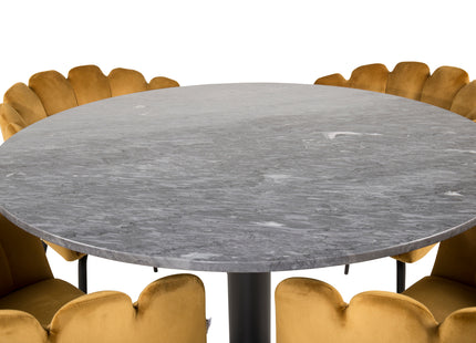Furniture Fashion & Venture Home Limhamn & Estelle Matstolar Gul + Runda Matbord ⌀106 Mörkgrå
