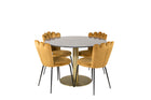 Furniture Fashion & Venture Home Limhamn & Estelle Matstolar 2-pack Gul + Runda Matbord ⌀106 Mörkgrå
