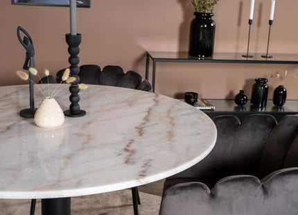 Furniture Fashion & Venture Home Limhamn & Estelle Matstolar Grå + Runda Matbord ⌀106 Vit