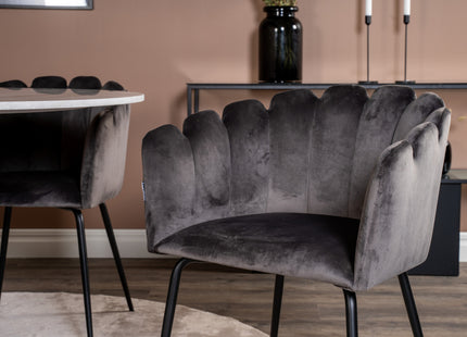 Furniture Fashion & Venture Home Limhamn & Estelle Matstolar Grå + Runda Matbord ⌀106 Vit