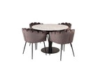 Furniture Fashion & Venture Home Limhamn & Estelle Matstolar Grå + Runda Matbord ⌀106 Vit