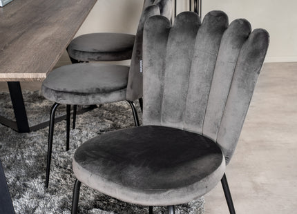 Furniture Fashion & Venture Home Limhamn & Marina Matstolar 2-pack Grå + Rektangulära Matbord 180 x 90 Nature