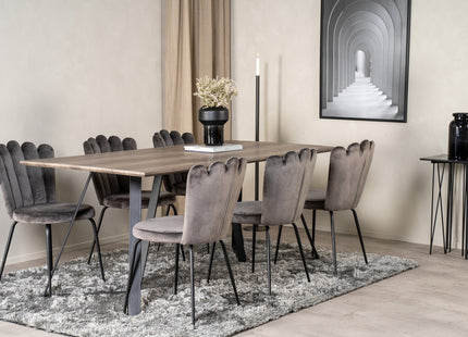 Furniture Fashion & Venture Home Limhamn & Marina Matstolar 2-pack Grå + Rektangulära Matbord 180 x 90 Nature