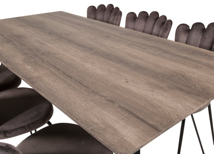 Furniture Fashion & Venture Home Limhamn & Marina Matstolar 2-pack Grå + Rektangulära Matbord 180 x 90 Nature