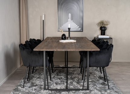 Furniture Fashion & Venture Home Limhamn & Padang Matstolar Svart + Rektangulära Matbord 250 x 100 Nature