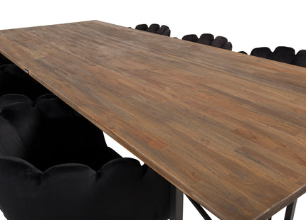 Furniture Fashion & Venture Home Limhamn & Padang Matstolar Svart + Rektangulära Matbord 250 x 100 Nature